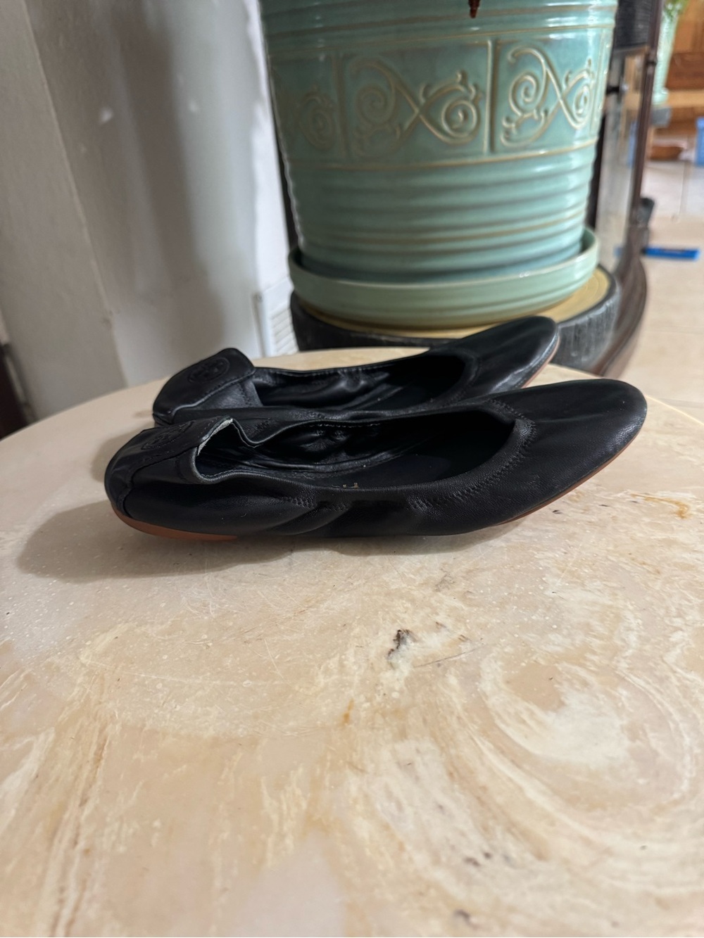 Tory Burch Black Leather Ballet Flats